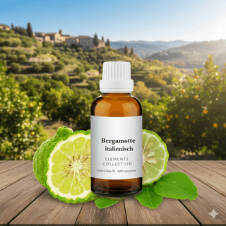 Bergamotte Flasche mit KI generiertem Hintergrund