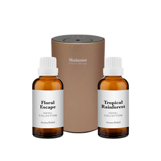 Mini aroma diffuser set in rose gold mit zwei Duftflaschen im Duftstil floral 