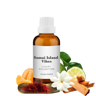 Samui Island Vibes Duftoel Flasche mit fruchtigen Noten, Safran, Jasmin und Zitrus